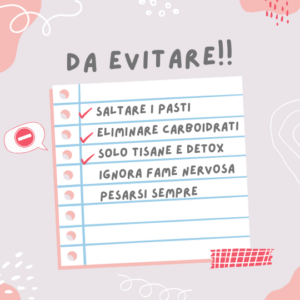 immagine con l'elenco delle cose da evitare